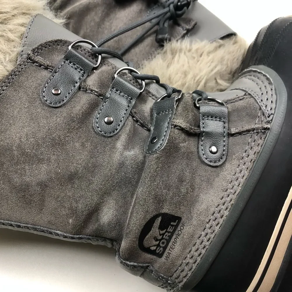 Sorel Joan of Arctic Black Gray Suede Boots